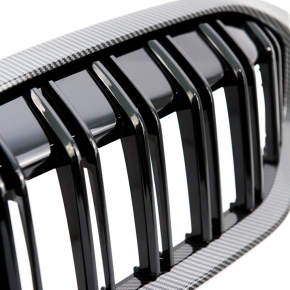 Sport Doppelsteg Kühlergrill Schwarz Carbon für BMW 5er (G30) Facelift ab 20-24