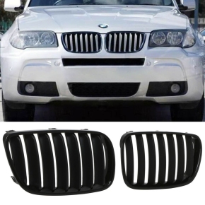 Kühlergrill Grill SET Schwarz glanz Einzelsteg für BMW X3 E83 Facelift ab 06-10