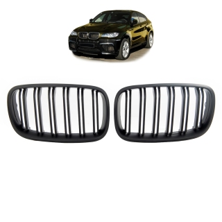 Sport Doppelsteg Kühlergrill Schwarz matt für BMW X5 (E70) X6 (E71) ab 2006-2014