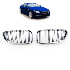 Doppelsteg Kühlergrill SET Chrom Schwarz glanz für BMW 6er F06 F12 ab 2011-2018
