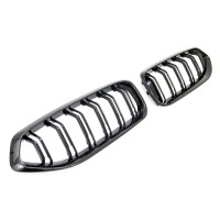 Set Sport Doppelsteg Kühlergrill Schwarz glanz Grill f&