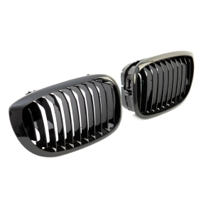 Einzelsteg Kühlergrill Schwarz glanz für BMW 3er E46 Coupe Cabrio LCI ab 2003