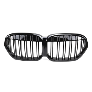 Doppelsteg Kühlergrill SET Schwarz glanz für BMW X1 (F48) Facelift ab 2019-2022