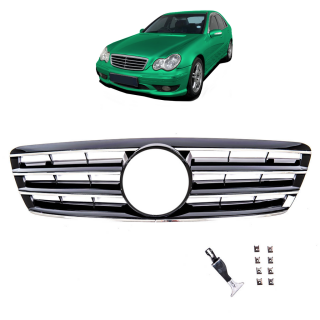 Kühlergrill Kühlergitter Schwarz glanz für Mercedes C-Klasse W203 S203 ab 00-07