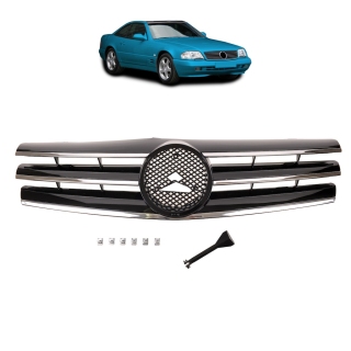 Sport Kühlergrill Schwarz Chrom für Mercedes Benz SL (R129) ab 1989-2001