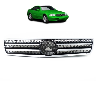 Sport Kühlergrill Chrom Schwarz glanz für Mercedes Benz SL (R129) ab 1989-2001
