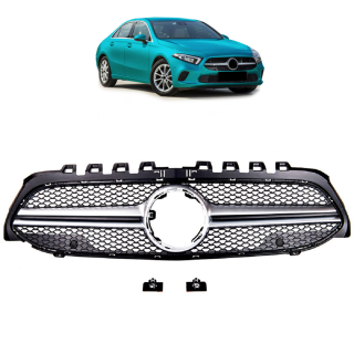 Kühlergrill Kühlergitter Schwarz Chrom für Mercedes A-Klasse W177 V177 ab 18-22