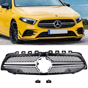 Kühlergrill Kühlergitter Schwarz Chrom für Mercedes A-Klasse W177 V177 ab 18-22