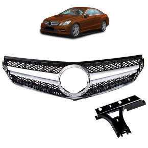 Kühlergrill Gitter Silber Schwarz für Mercedes...