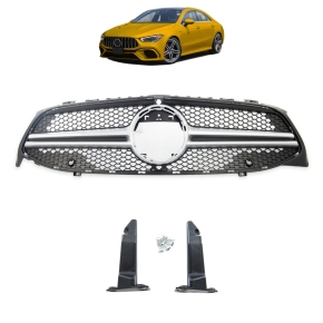 Kühlergrill Silber passt für Mercedes CLA C118 X118 ab 2019 auf Twin-Blade-Optik
