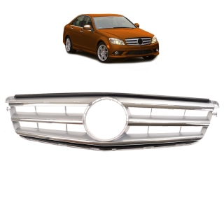 Kühlergrill Kühlergitter Silber Chrom passt für Mercedes C-Klasse W204 ab 07-14