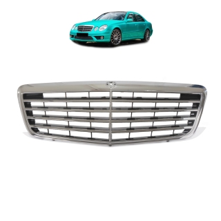 Kühlergrill Kühlergitter Chrom Schwarz passt für Mercedes E-Klasse W211 ab 06-09
