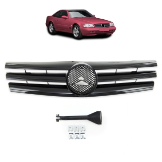 Kühlergrill Kühlergitter Schwarz glanz passt für Mercedes SL (R129) ab 1989-2001