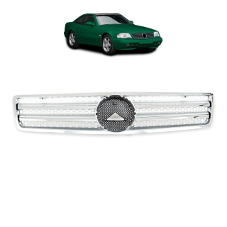 Kühlergrill Kühlergitter Silber Chrom passt für Mercedes SL (R129) ab 1989-2001