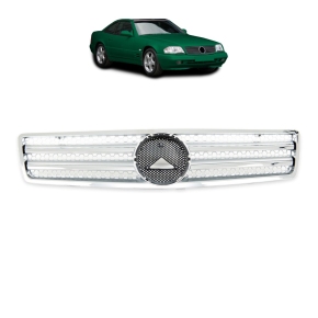 Kühlergrill Kühlergitter Silber Chrom passt für Mercedes SL (R129) ab 1989-2001