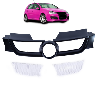 Kühlergrill Kühlergitter Schwarz matt mit Gitter für Golf V (5) ab 2003-2008