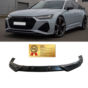 Frontlippe Frontspoiler hochglanz schwarz für Audi RS6 (C8) mit ABE/TÜV ab 18-23 + ABE