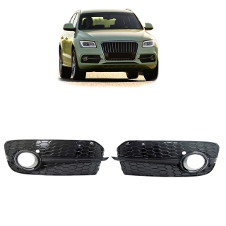 Nebelscheinwerfergitter Set Schwarz glanz passt für Audi Q5 8R Facelift ab 12-17