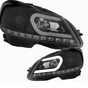 Mercedes W204 headlights Set black 11-14 H7/H1 light bar...