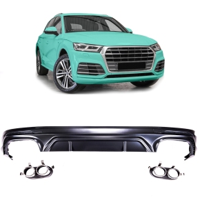 Sportdiffusor Heckdiffusor Schwarz glanz + Blenden passt für Audi Q5 F7 ab 17-20