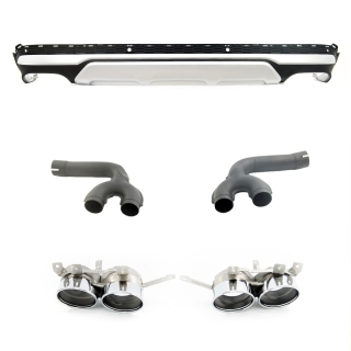 Sportdiffusor Heckdiffusor Schwarz silber + Blenden passt für Audi Q7 4M ab 2015