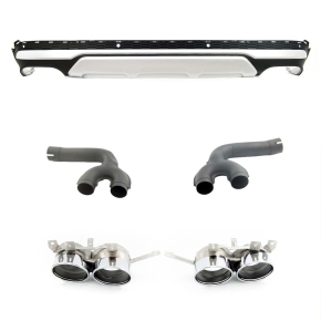 Sportdiffusor Heckdiffusor Schwarz silber + Blenden passt für Audi Q7 4M ab 2015