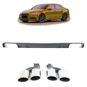 Sport- Heckdiffusor Schwarz silber + Blenden passt...
