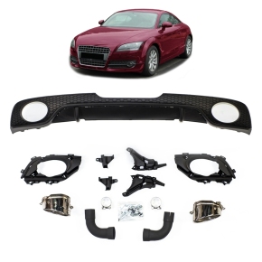 Sport- Heckdiffusor Schwarz matt + Blenden passt für Audi TT (8J) ab 2010-2014