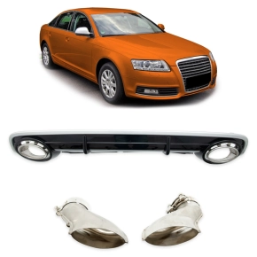 Sport- Heckdiffusor Schwarz Silber + Blenden passt...