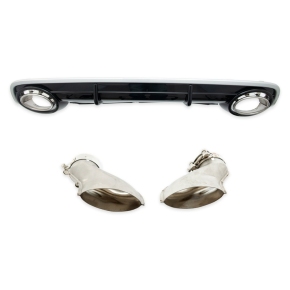 Sport- Heckdiffusor Schwarz Silber + Blenden passt für Audi A6 (C6) ab 2004-2008