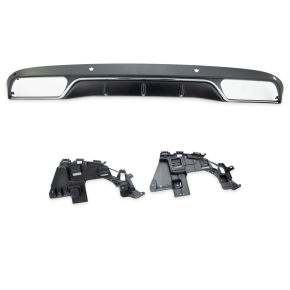 Sport-Heckdiffusor Schwarz matt Chrom passt für Mercedes C-Klasse W205 ab 14-18