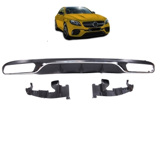  Sport-Heckdiffusor Schwarz matt Chrom passt für Mercedes E-Klasse W213 ab 16-20