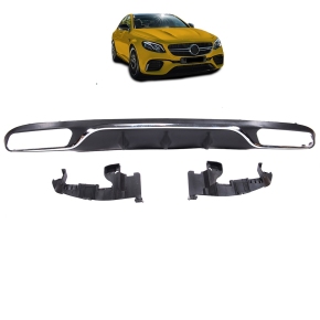 Sport-Heckdiffusor Schwarz matt Chrom passt für Mercedes E-Klasse W213 ab 16-20