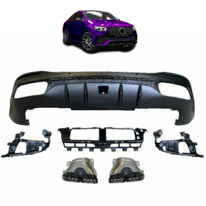 Sport-Heckdiffusor Schwarz + Blenden passt für Mercedes GLE C167 Coupe ab 19-23