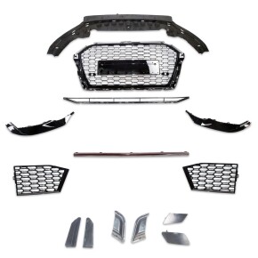 Sport Stoßstange vorne + Grill & Zubehör Silber für Audi A3 8V Facelift ab 16-20