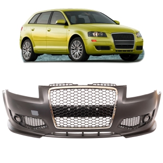Sportstoßstange EVO vorne + Wabengrill & Gitter NSW für Audi A3 (8P) ab 13-08