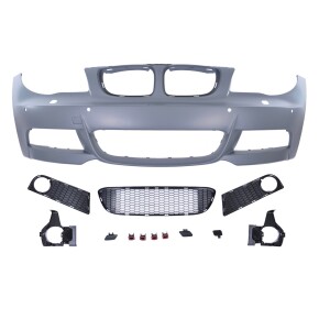 Sportstoßstange vorne + Gitter für BMW 1er E81 E82 E87 E88 mit PDC+SRA ab 04-13