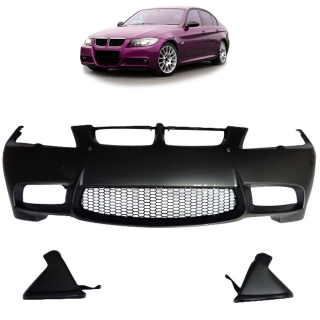 Sportstoßstange EVO vorne + Gitter für BMW 3er (E90/E91) PDC SRA ab 05-08