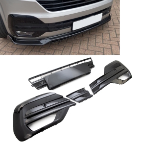 für VW T6.1 Multivan Transporter Gitter Set Blende Stoßstange schwarz glanz +PDC