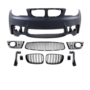 Sport Evo Front Bumper w/o PDC +GRILLE BLACK fits on BMW 1-Series E81 E82 E87 E88 w/o M