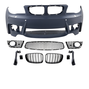 Sport Front Bumper ABS for PDC +2x GRILLE Black fits on BMW 1 E81 E82 E87 E88 