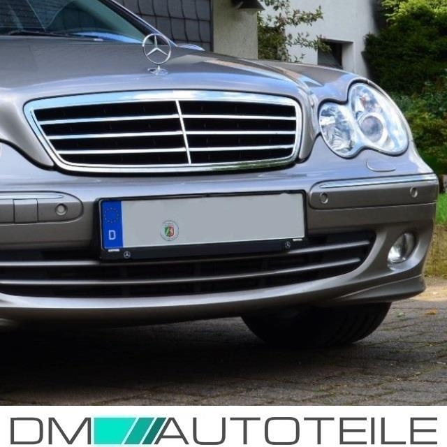 Mercedes C Class W3 Front Grille Chrome Black 04 07 Avantgarde 3 Ribs