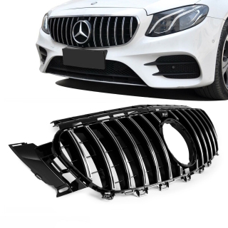 Panamericana Kühlergrill für Mercedes E-Klasse W213 / S213 / C238 / A238 Vorfacelift nicht für E63 AMG in Schwarz Chrom 