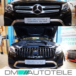 Panamericana Kühlergrill für Mercedes GLC X253 Facelift nicht für GLC63 AMG in Schwarz Chrom