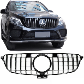 Panamericana GT Kühlergrill für Mercedes GLE (ML) W166 in Schwarz Glanz / Chrom 